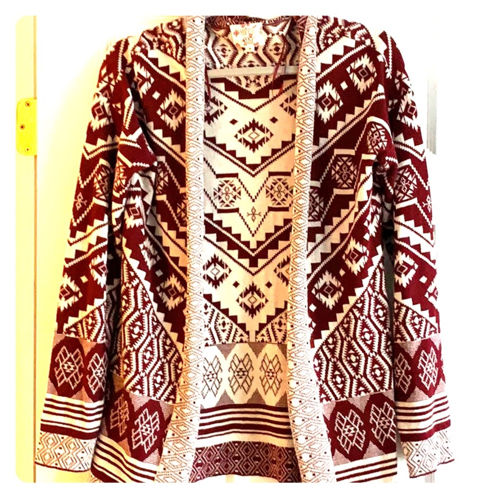 Maroon and cream sweater